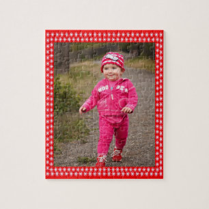 Weiße Sterne roter Rahmen Bild Ihr Foto Puzzle