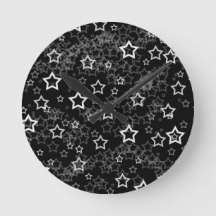 Weiße Sterne Runde Wanduhr