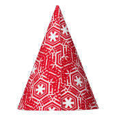 Weiße Sterne, Schneeflocken, Feiertage in Rot Partyhütchen (Rückseite)