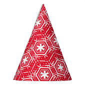 Weiße Sterne, Schneeflocken, Feiertage in Rot Partyhütchen (Links)