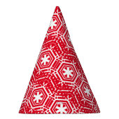 Weiße Sterne, Schneeflocken, Feiertage in Rot Partyhütchen (Rechts)