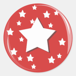Weiße Sterne über Rot Runder Aufkleber