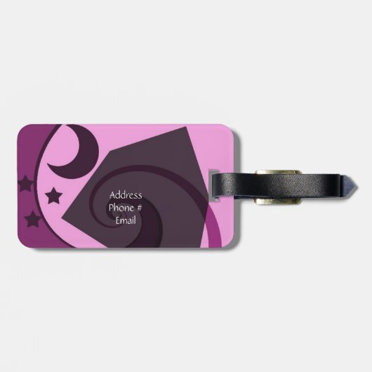 Weiße Sterne und Mond Gepäckanhänger (Rückseite horizontal)