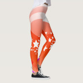 Weiße Sterne und orangefarbene Leggings (Rechts)