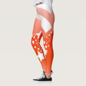 Weiße Sterne und orangefarbene Leggings (Links)