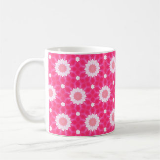 Weiße Sterne und Sterne über rosa Hintergrundmuste Kaffeetasse