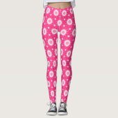 Weiße Sterne und Sterne über rosa Hintergrundmuste Leggings (Vorderseite)