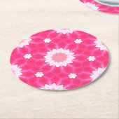 Weiße Sterne und Sterne über rosa Hintergrundmuste Runder Pappuntersetzer (Angewinkelt)