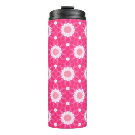 Weiße Sterne und Sterne über rosa Hintergrundmuste Thermosbecher