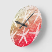 Weiße Sternenfische Muster Golden Foil Pink Ombre Runde Wanduhr (Winkel)