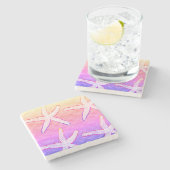 Weiße Sternenmuster Goldene Foil Pink Niedlich Steinuntersetzer (Seitenansicht)