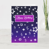 Weiße Sternmuster auf Blau bis Magenta Ombre Karte (Vorderseite)