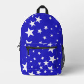 Weiße Sternmuster auf blauem Hintergrund Bedruckter Rucksack (Vorderseite)