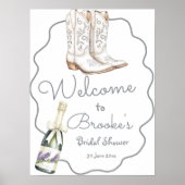 Weiße Stiefel und Bubbly Brautparty - Willkommen Poster (Vorne)