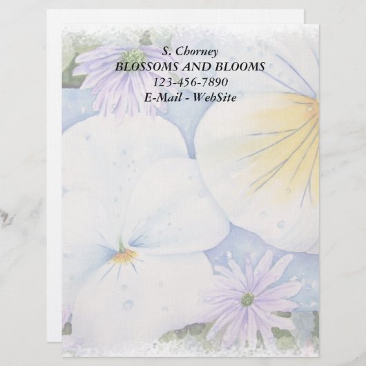 WEISSE STIEFMÜTTERCHEN KUNSTBAR LETTERHEAD BRIEFBOGEN (Vorne/Hinten)