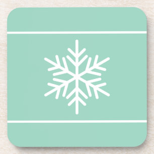 Weiße, stilvolle Schneeflocken Aquamarin Getränkeuntersetzer