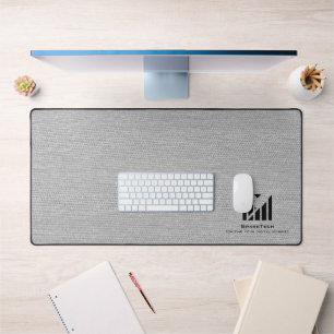 Weiße Stofftextur Elegantes Monogramm-Logo Maßgesc Schreibtischunterlage