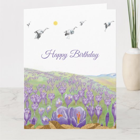 Weiße Storchen fliegen über den Crocus Hill Karte (Vorderseite)