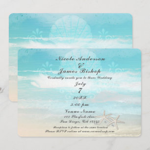 Weiße Strand-Seesterne Elegante Sommerhochzeit Einladung