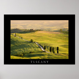 Weiße Straße in der Toskana Landschaft schwarzes P Poster