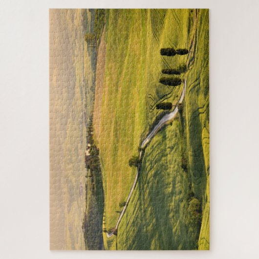 Weiße Straße in einer Toskana-Landschaft am Puzzle (Vertikal)