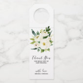 Weiße Strauchrosen-Thank you typography Flaschenanhänger (Rückseite)