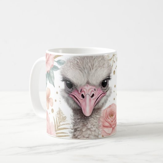 Weiße Strauße mit floraler Eleganz Kaffeetasse (Vorderseite Links)