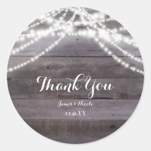 Weiße Streichlichter und rustikale Holzfavoriten Runder Aufkleber