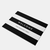 Weiße Streifen bearbeitbare Hintergrundfarben Will Fußmatte (Schrägansicht)