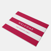 Weiße Streifen bearbeitbare Hintergrundfarben Will Fußmatte (Schrägansicht)