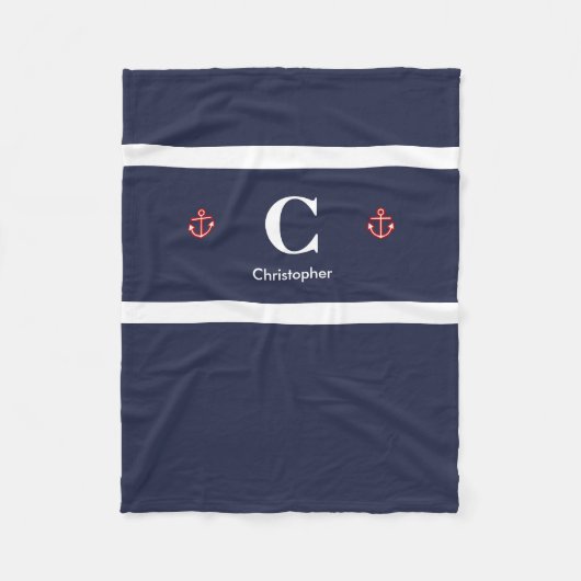 Weiße Streifen der Nautischen Marine Fleecedecke (Vorderseite)
