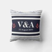 Weiße Streifen der Nautischen Marine Kissen (Rückseite)