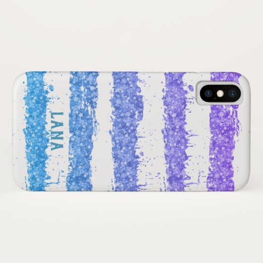 Weiße Streifen Farbiger Glitzer Case-Mate iPhone Hülle (Rückseite (Horizontal))