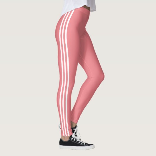 Weiße Streifen hellrosa Leggings - Farben (Rechts)