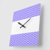 Weiße Streifen mit Lila Geflechten Quadratische Wanduhr (Winkel)