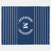 Weiße Streifen Moderne Minimalistische Navy Blue M Fleecedecke (Vorderseite (Horizontal))