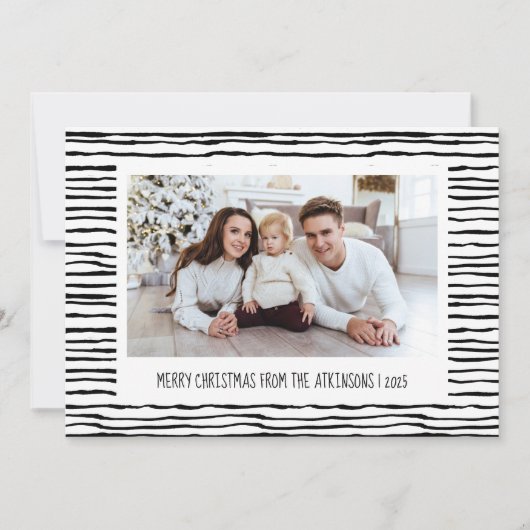 Weiße Streifen Schwarz-weißes Foto Weihnachten (Vorderseite)