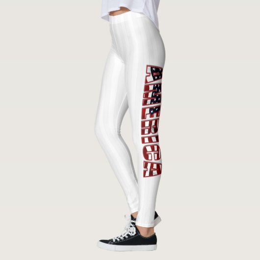 Weiße Streifen und amerikanische Buchstaben Leggings (Links)