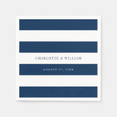 Weiße Streifen und bearbeitbare farbenfrohe Hochze Serviette (Vorderseite)