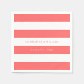 Weiße Streifen und bearbeitbare farbenfrohe Hochze Serviette (Vorderseite)