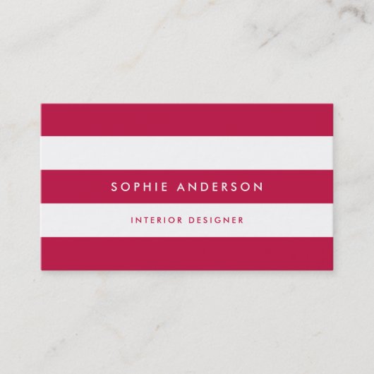 Weiße Streifen und benutzerdefinierte Farbe Modern Visitenkarte (Vorderseite)