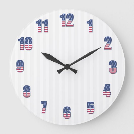 Weiße Streifen und bunte Zahlen Große Wanduhr (Vorderseite)