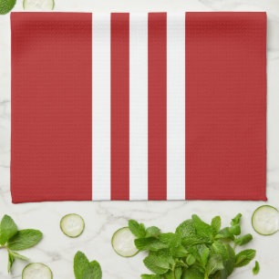 Weiße Streifen und Chevron auf Rot mit Monogramm Geschirrtuch