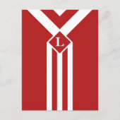 Weiße Streifen und Chevronen auf Rot mit Monogramm Postkarte (Vorderseite)
