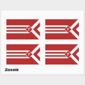 Weiße Streifen und Chevronen auf Rot mit Monogramm Rechteckiger Aufkleber (Blatt)