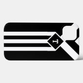 Weiße Streifen und Kronen auf Schwarz mit Monogram Case-Mate iPhone Hülle (Rückseite (Horizontal))