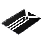 Weiße Streifen und Kronen auf Schwarz mit Monogram Notizblock (Linke Seite)