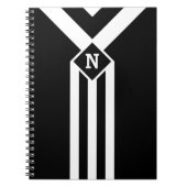 Weiße Streifen und Kronen auf Schwarz mit Monogram Notizblock (Vorderseite)