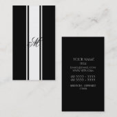 Weiße Streifen und Monogramm Visitenkarte (Vorne/Hinten)