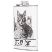 Weiße Streunende Katze Flachmann (Links)